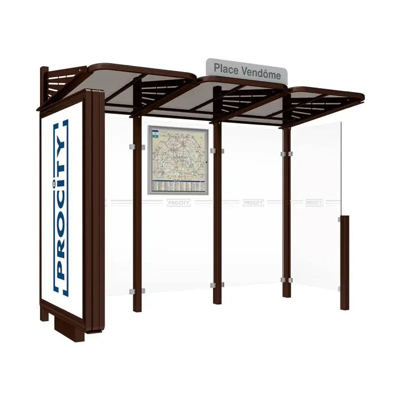 Abribus Conviviale® avec bardages verre Procity