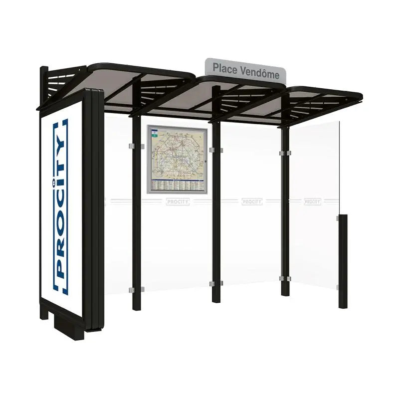 Abribus Conviviale® avec bardages verre Procity