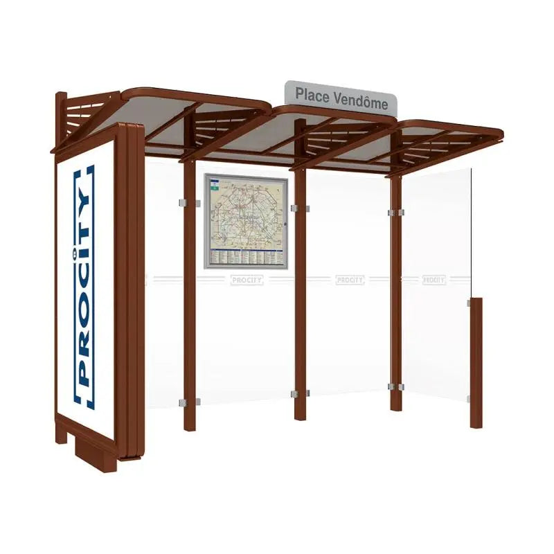 Abribus Conviviale® avec bardages verre Procity