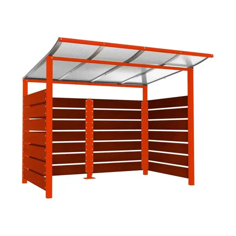 Abri conteneurs modulo-Rouge-2000 mm-bois lasuré Acajou-2500 mm