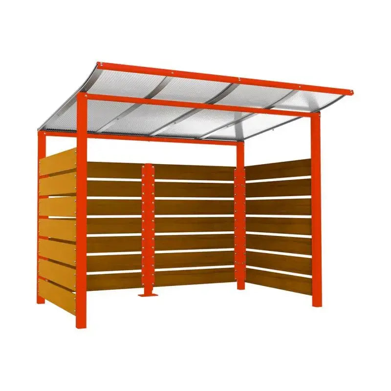 Abri conteneurs modulo-Rouge-2000 mm-bois lasuré Chêne clair-2500 mm