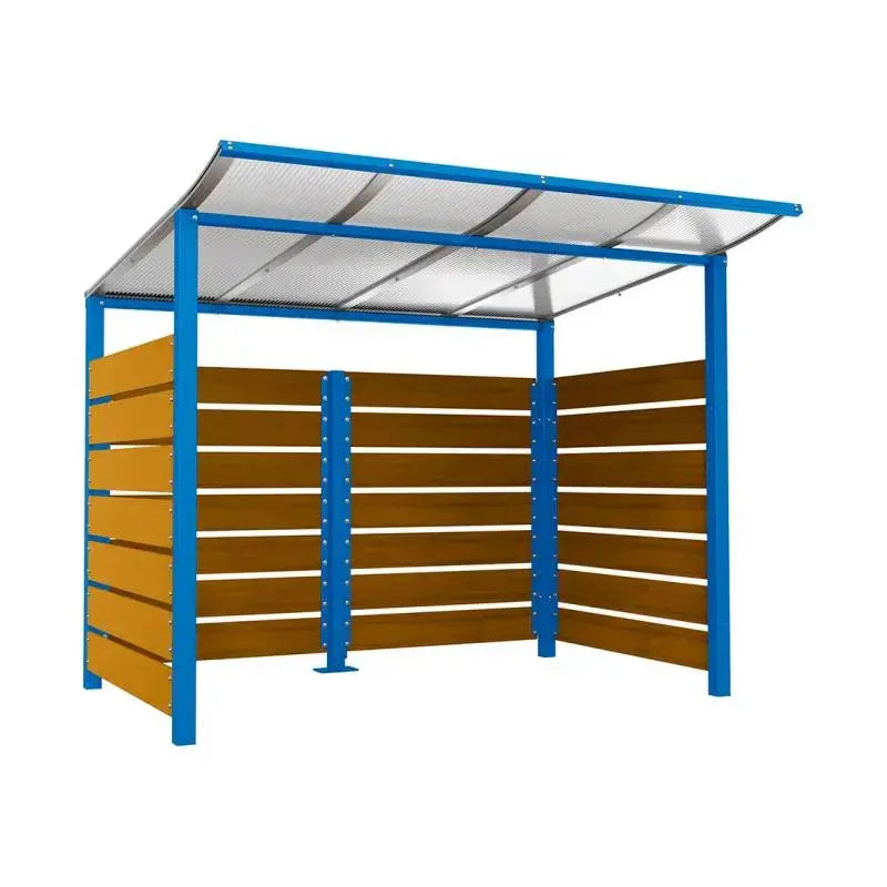 Abri conteneurs modulo-Bleu-2000 mm-bois lasuré Chêne clair-2500 mm