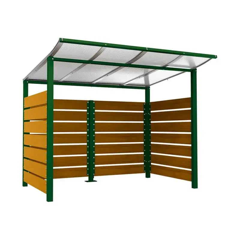 Abri conteneurs modulo-Vert-2000 mm-bois lasuré Chêne clair-2500 mm