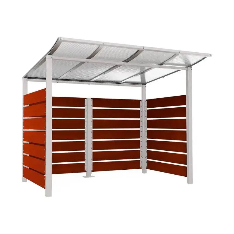 Abri conteneurs modulo-Gris clair-2000 mm-bois lasuré Acajou-2500 mm
