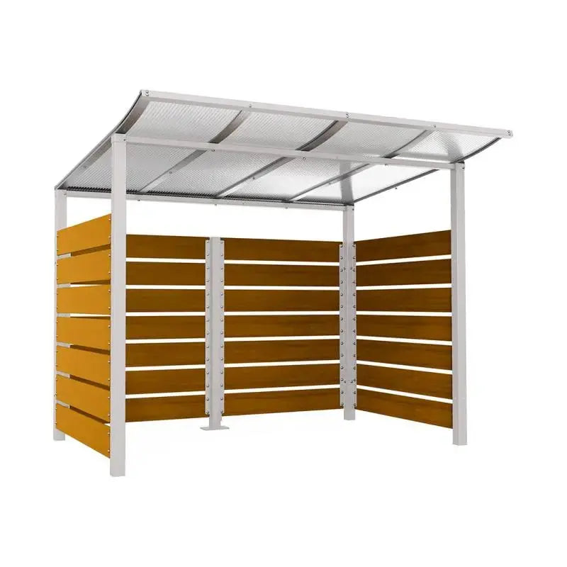 Abri conteneurs modulo-Gris clair-2000 mm-bois lasuré Chêne clair-2500 mm