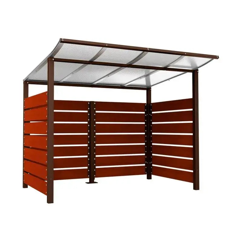 Abri conteneurs modulo-Marron-2000 mm-bois lasuré Acajou-2500 mm
