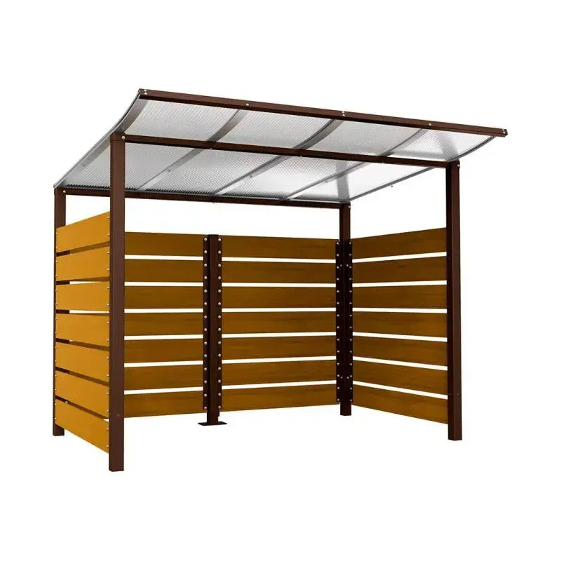 Abri conteneurs modulo-Marron-2000 mm-bois lasuré Chêne clair-2500 mm