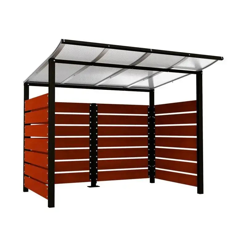 Abri conteneurs modulo-Noir-2000 mm-bois lasuré Acajou-2500 mm