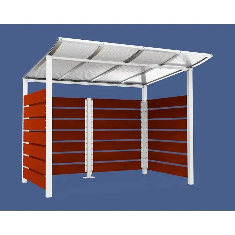 Abri conteneurs modulo-Blanc-2000 mm-bois lasuré Acajou-2500 mm