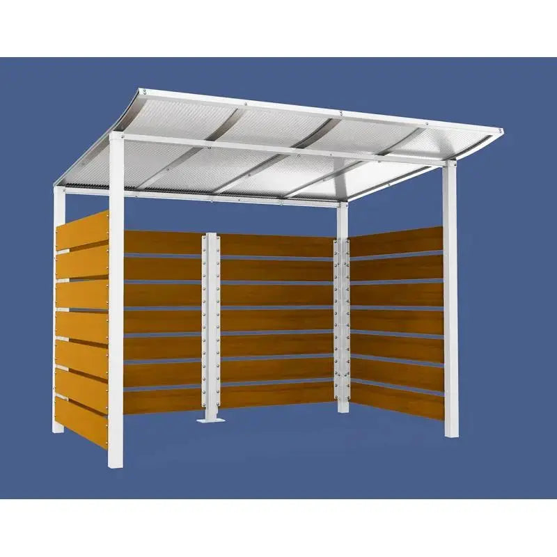 Abri conteneurs modulo-Blanc-2000 mm-bois lasuré Chêne clair-2500 mm
