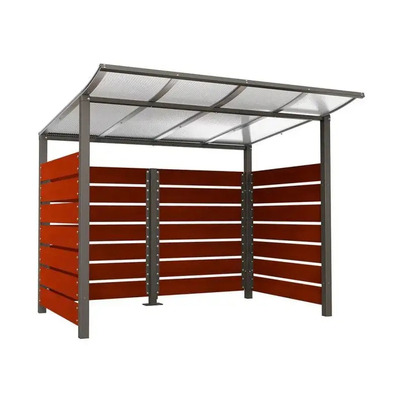 Abri conteneurs modulo-Gris city-2000 mm-bois lasuré Acajou-2500 mm