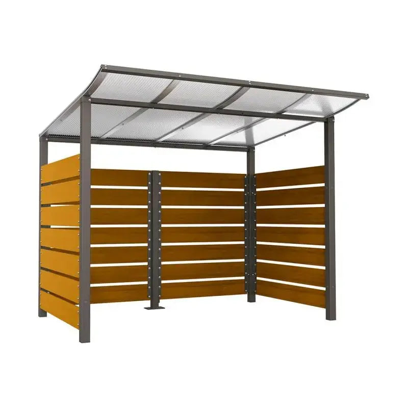Abri conteneurs modulo-Gris city-2000 mm-bois lasuré Chêne clair-2500 mm