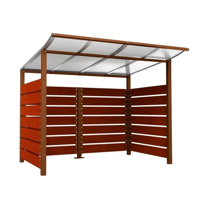 Abri conteneurs modulo-Corten-2000 mm-bois lasuré Acajou-2500 mm