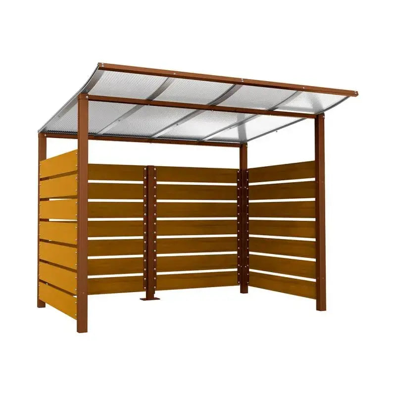 Abri conteneurs modulo-Corten-2000 mm-bois lasuré Chêne clair-2500 mm