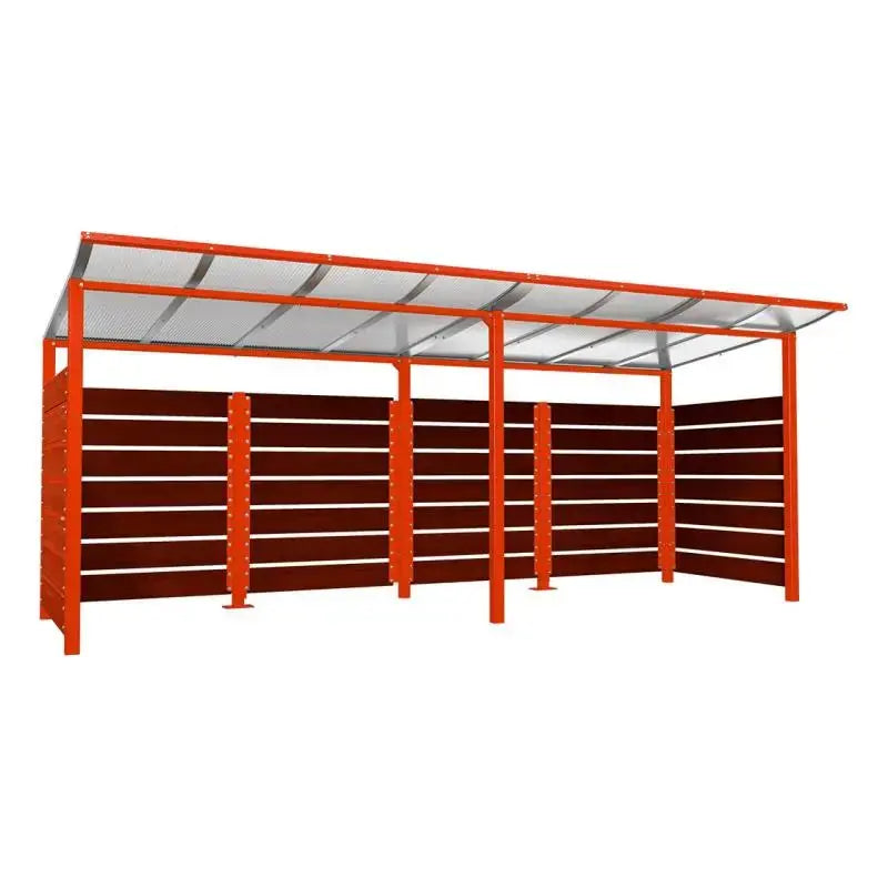 Abri conteneurs modulo-Rouge-2000 mm-bois lasuré Acajou-5000 mm