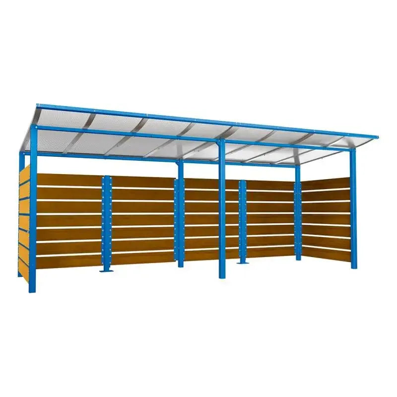 Abri conteneurs modulo-Bleu-2000 mm-bois lasuré Chêne clair-5000 mm