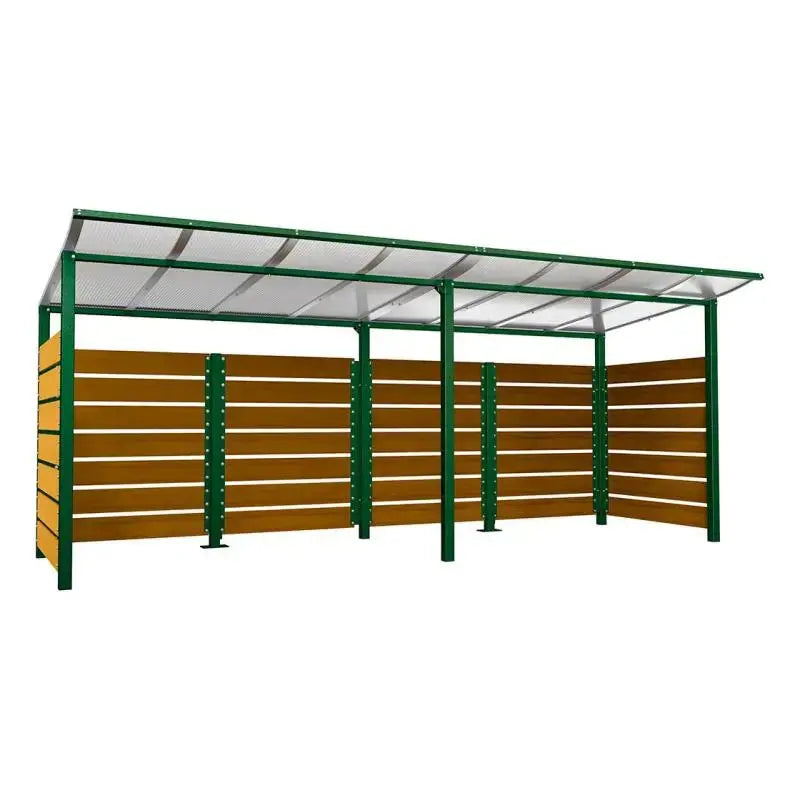Abri conteneurs modulo-Vert-2000 mm-bois lasuré Chêne clair-5000 mm