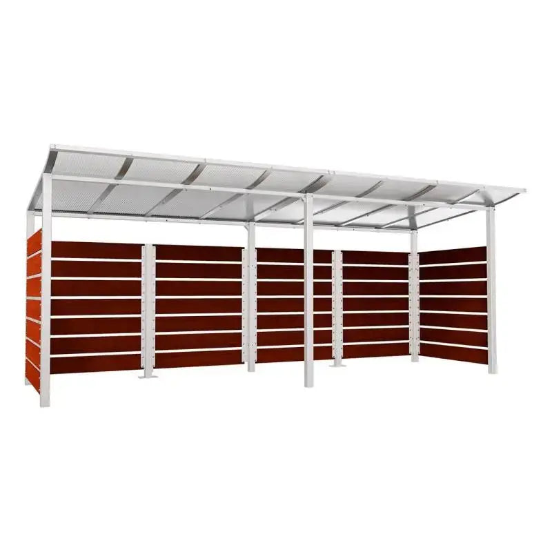 Abri conteneurs modulo-Gris clair-2000 mm-bois lasuré Acajou-5000 mm