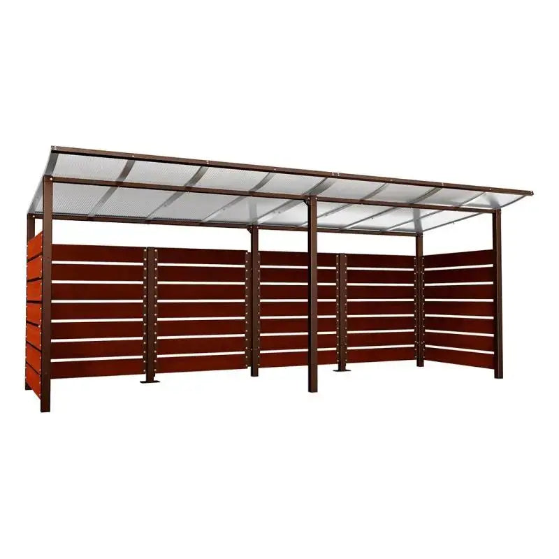 Abri conteneurs modulo-Marron-2000 mm-bois lasuré Acajou-5000 mm