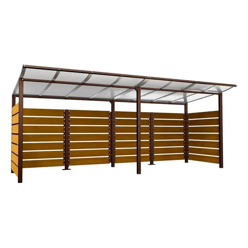 Abri conteneurs modulo-Marron-2000 mm-bois lasuré Chêne clair-5000 mm