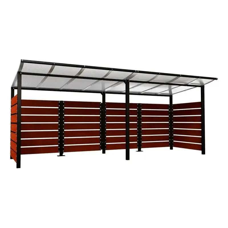 Abri conteneurs modulo-Noir-2000 mm-bois lasuré Acajou-5000 mm