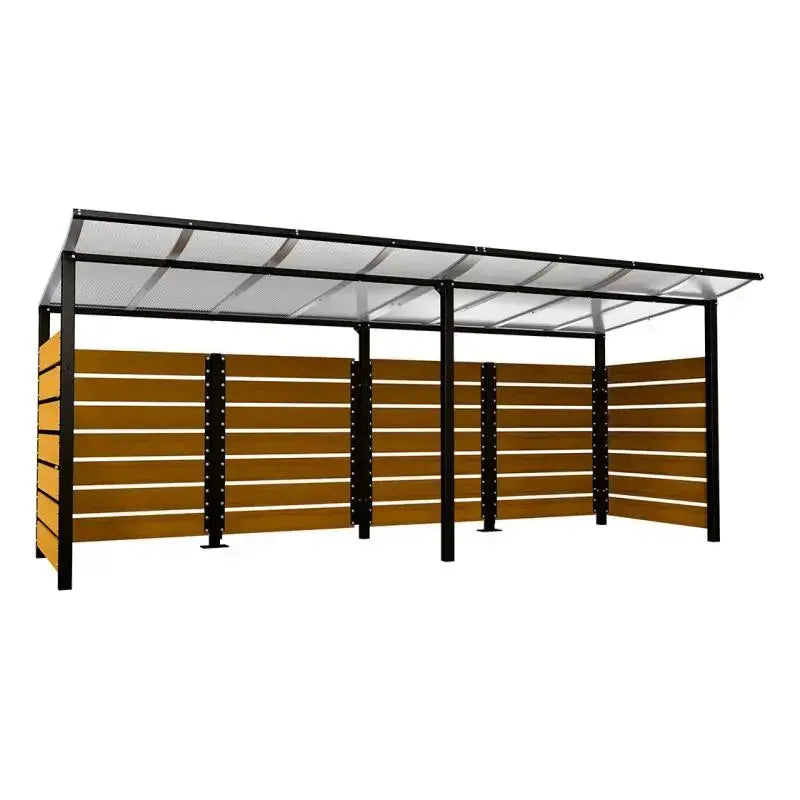 Abri conteneurs modulo-Noir-2000 mm-bois lasuré Chêne clair-5000 mm