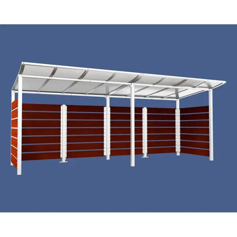 Abri conteneurs modulo-Blanc-2000 mm-bois lasuré Acajou-5000 mm