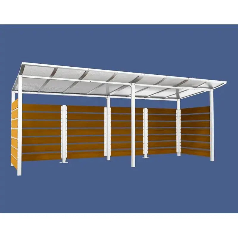 Abri conteneurs modulo-Blanc-2000 mm-bois lasuré Chêne clair-5000 mm
