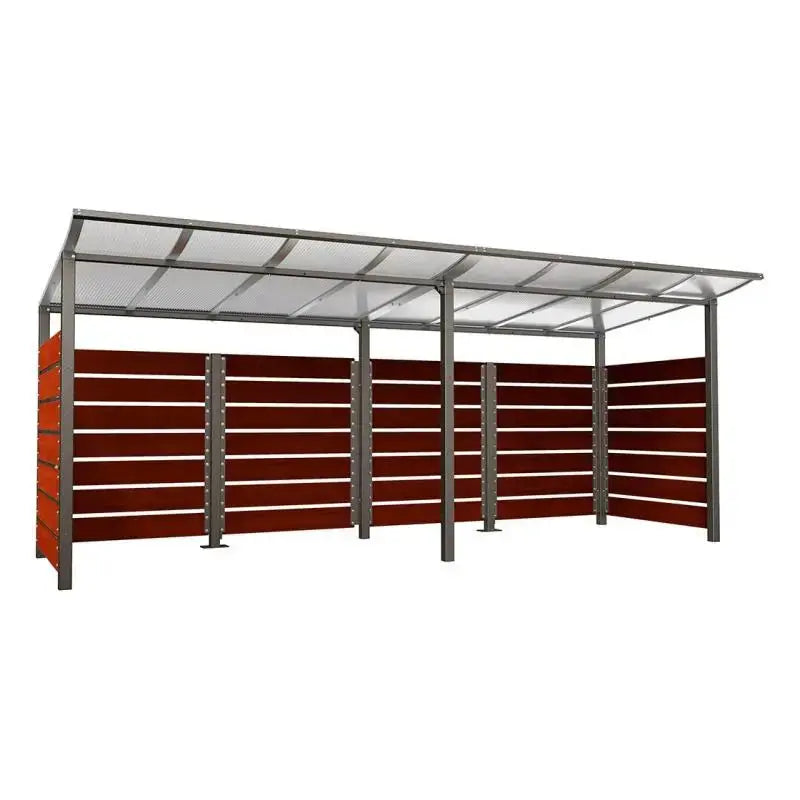 Abri conteneurs modulo-Gris city-2000 mm-bois lasuré Acajou-5000 mm