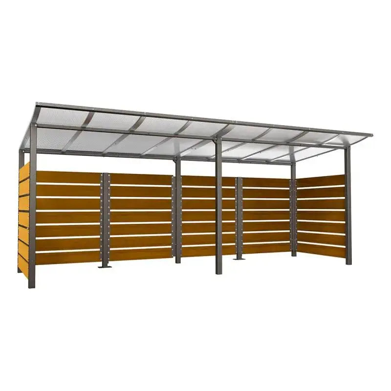 Abri conteneurs modulo-Gris city-2000 mm-bois lasuré Chêne clair-5000 mm