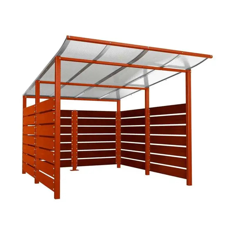 Abri conteneurs modulo-Bordeaux-3400 mm-bois lasuré Acajou-2500 mm