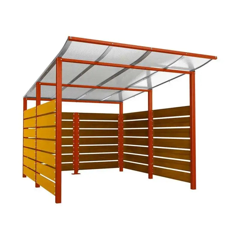 Abri conteneurs modulo-Bordeaux-3400 mm-bois lasuré Chêne clair-2500 mm