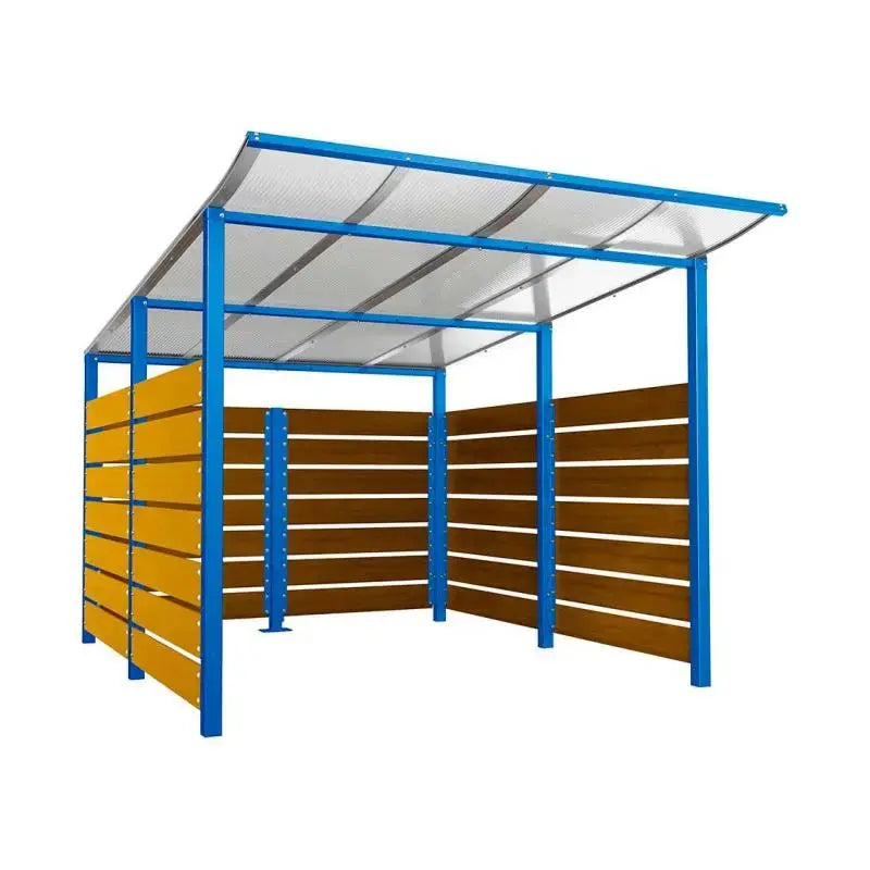 Abri conteneurs modulo-Bleu-3400 mm-bois lasuré Chêne clair-2500 mm