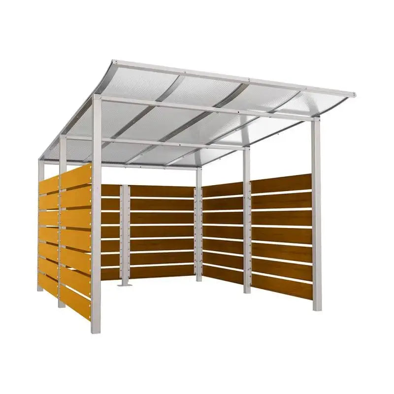 Abri conteneurs modulo-Gris clair-3400 mm-bois lasuré Chêne clair-2500 mm