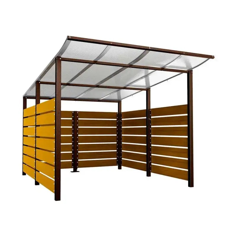 Abri conteneurs modulo-Marron-3400 mm-bois lasuré Chêne clair-2500 mm