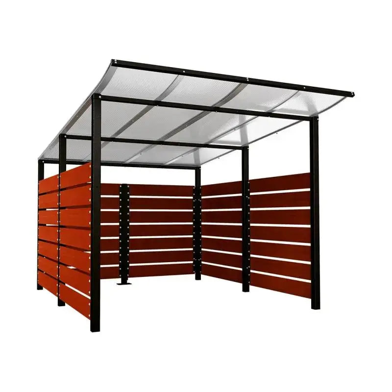 Abri conteneurs modulo-Noir-3400 mm-bois lasuré Acajou-2500 mm