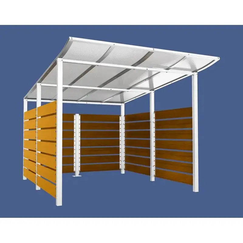Abri conteneurs modulo-Blanc-3400 mm-bois lasuré Chêne clair-2500 mm