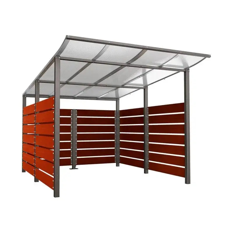 Abri conteneurs modulo-Gris city-3400 mm-bois lasuré Acajou-2500 mm