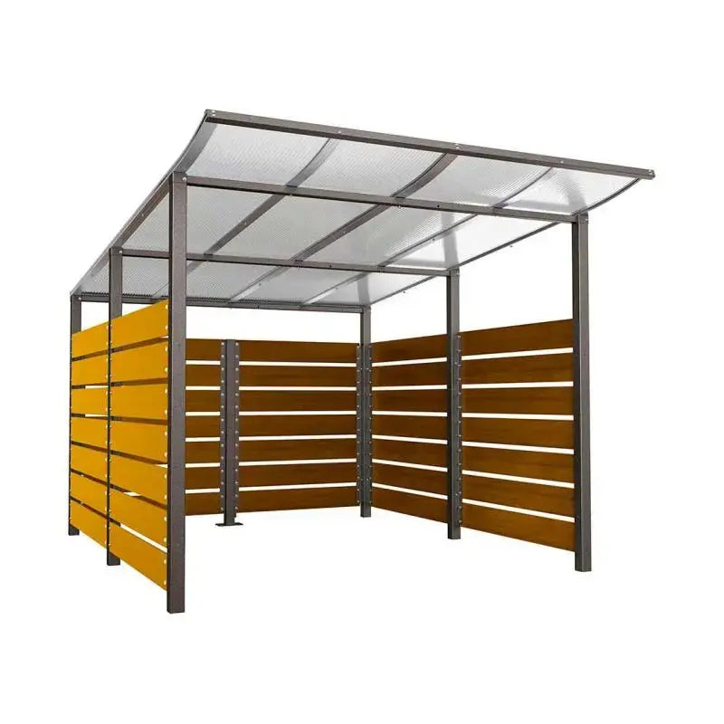 Abri conteneurs modulo-Gris city-3400 mm-bois lasuré Chêne clair-2500 mm