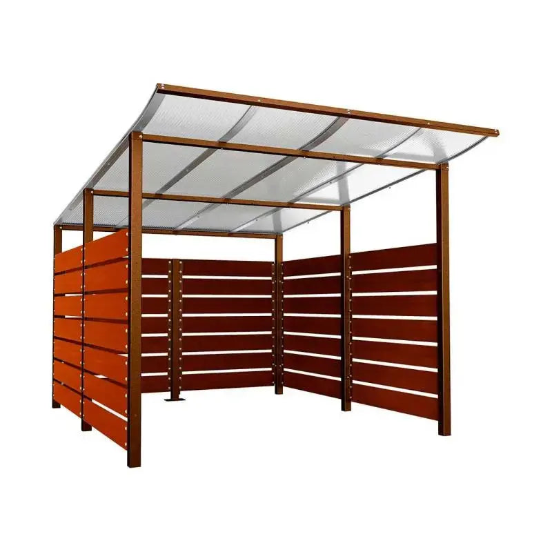 Abri conteneurs modulo-Corten-3400 mm-bois lasuré Acajou-2500 mm