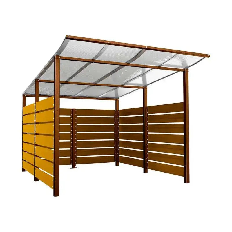 Abri conteneurs modulo-Corten-3400 mm-bois lasuré Chêne clair-2500 mm