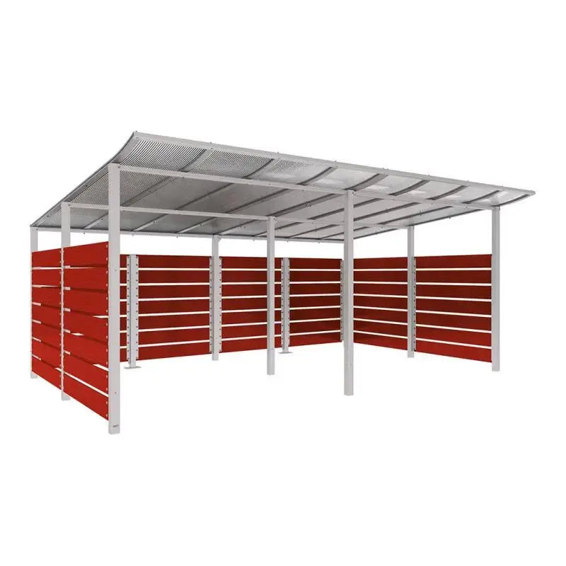 Abri conteneurs modulo-Gris clair-3400 mm-bois lasuré Acajou-5000 mm