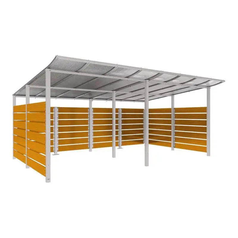 Abri conteneurs modulo-Gris clair-3400 mm-bois lasuré Chêne clair-5000 mm