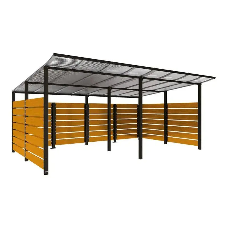 Abri conteneurs modulo-Noir-3400 mm-bois lasuré Chêne clair-5000 mm