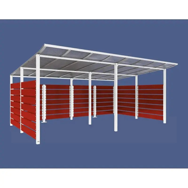 Abri conteneurs modulo-Blanc-3400 mm-bois lasuré Acajou-5000 mm