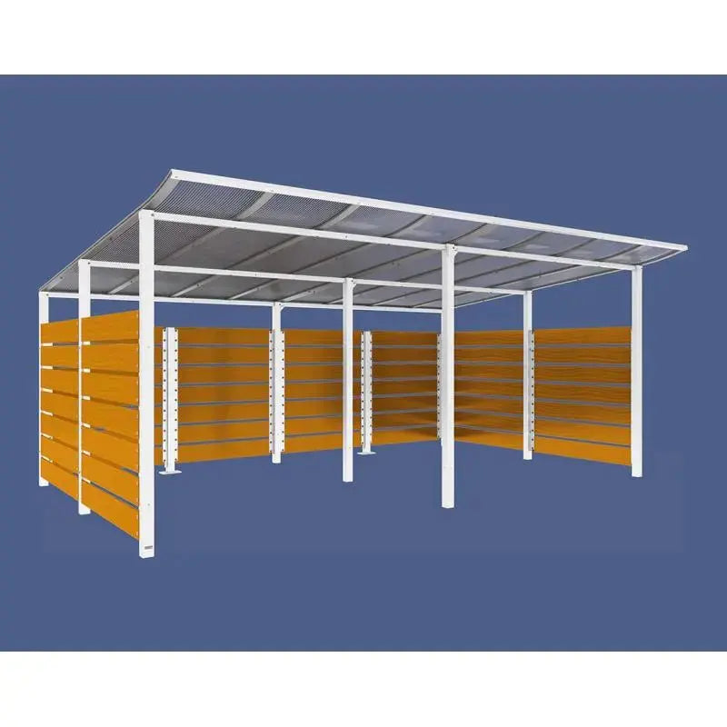 Abri conteneurs modulo-Blanc-3400 mm-bois lasuré Chêne clair-5000 mm