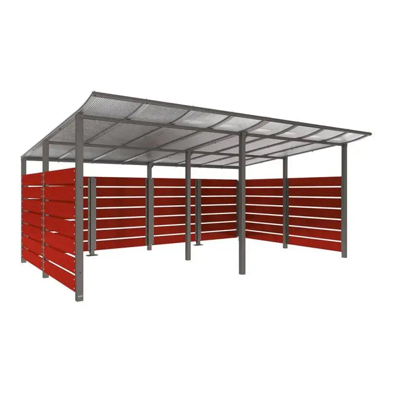 Abri conteneurs modulo-Gris city-3400 mm-bois lasuré Acajou-5000 mm