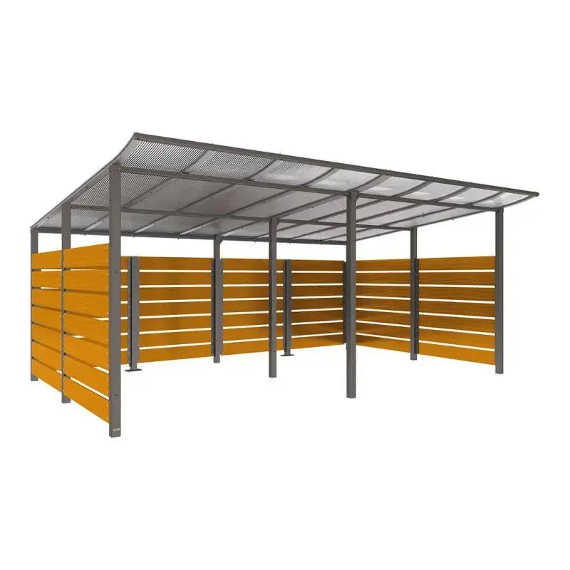 Abri conteneurs modulo-Gris city-3400 mm-bois lasuré Chêne clair-5000 mm