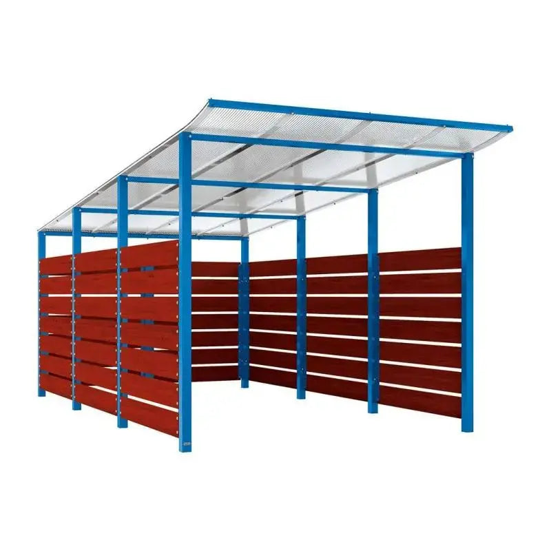 Abri conteneurs modulo-Bleu-4 800 mm-bois lasuré Acajou-2500 mm