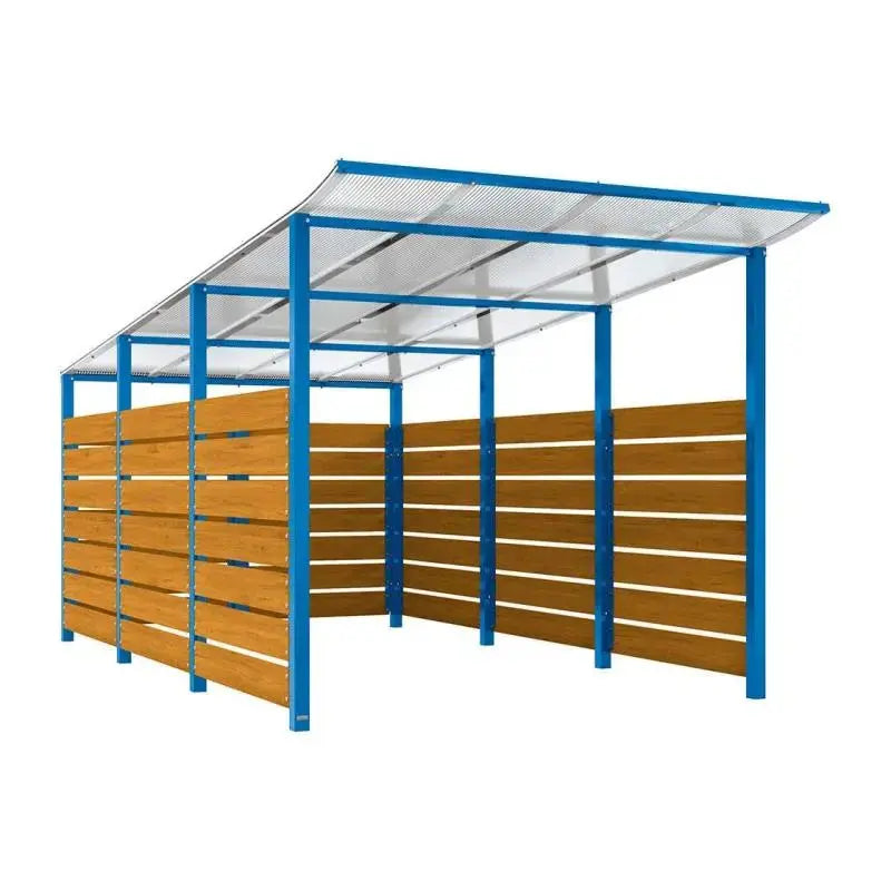 Abri conteneurs modulo-Bleu-4 800 mm-bois lasuré Chêne clair-2500 mm